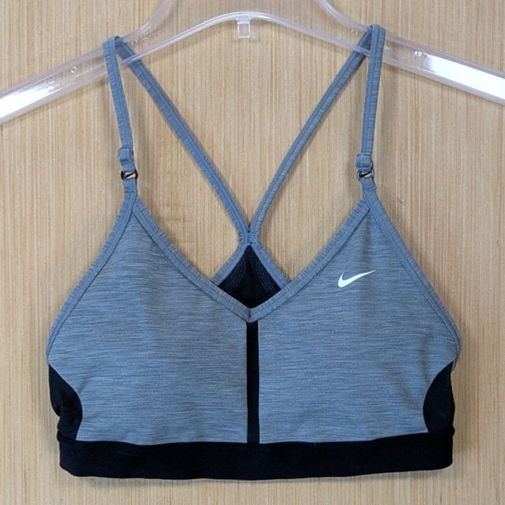 Nike Dri-FIT‎ Women Gray Heathered Adjustable Strap Sports Bra Medium Active Gym
